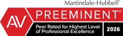 AV Preeminent, Martindale-Hubbell Peer Rated for Highest Level of Professional Excellence, 2026